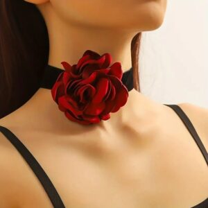 Colier retro multicolor cu flori mari, catifea, claviculă, pentru petrecere, pentru banchet, accesorii pentru gât