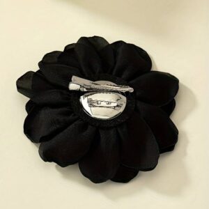 1 buc. Broșă neagră mare din țesătură în formă de floare pentru decorare pentru îmbrăcăminte pentru femei, fete