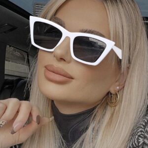 White Frame Black Lens Cat Eye